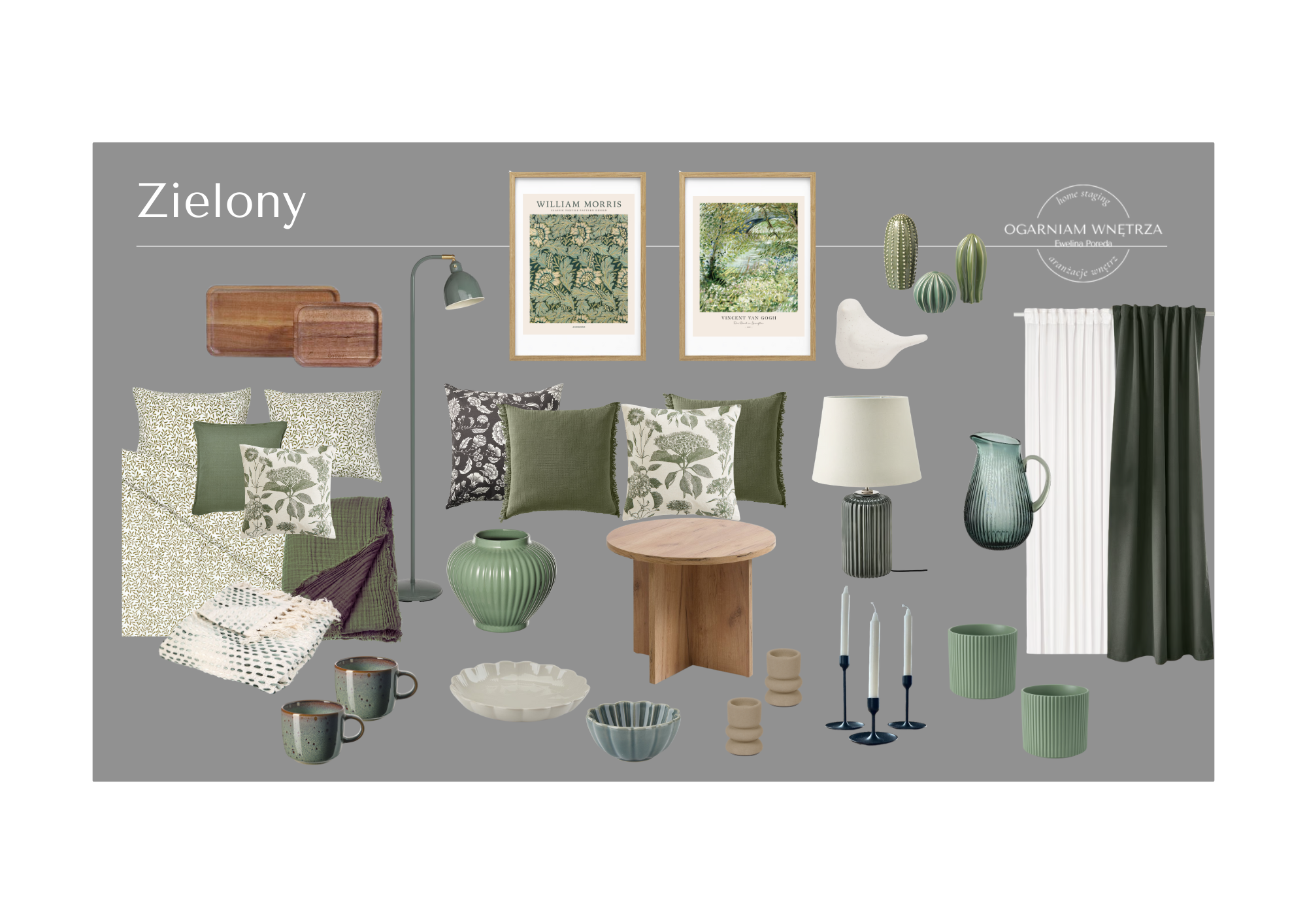 moodboard z produktami do stylizacji wnętrz